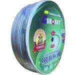 Кабель коаксиальный EUROSKY RG-6U, 75 Ом, CCS/Al/Al, 64%, бухта 100 м. ,белый с полосой. — изображение 2